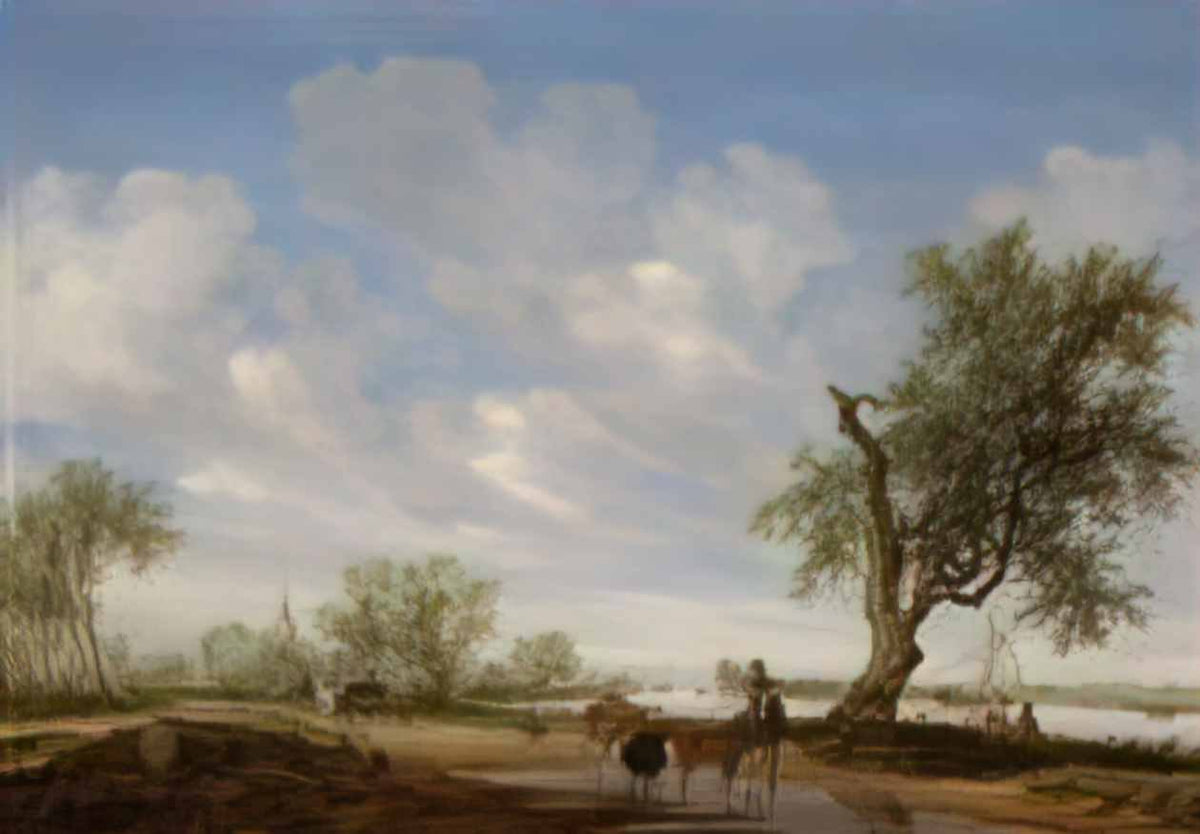 Salomon Ruysdael landscape with a road alongside a river by salomon v Art A4 Photo Print