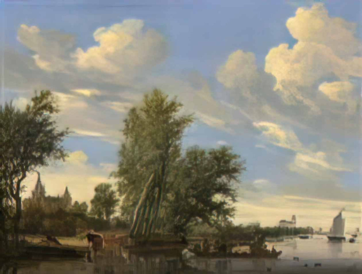 Salomon Ruysdael salomon van ruysdael river landscape with ferry Art A4 Photo Print