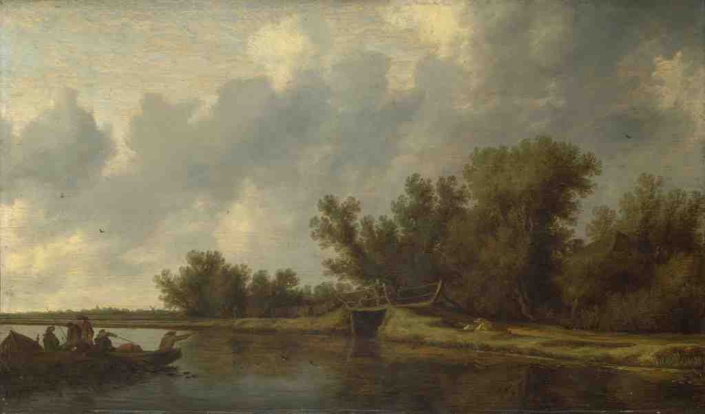 Salomon van Ruysdael A River Landscape with Fishermen A4 Photo Print