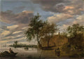 Salomon van Ruysdael river landscape with figures in rowing boats and Art A4 Photo Print