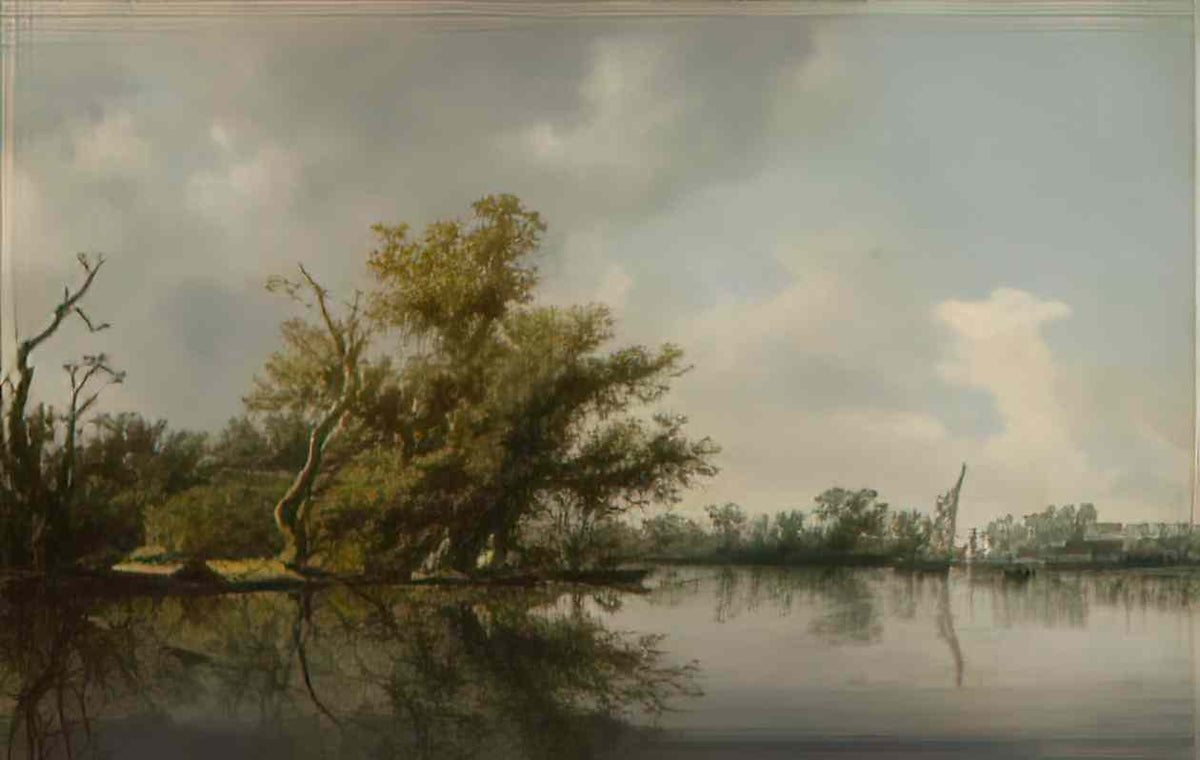 Salomon van Ruysdael riverbank with old trees by salomon van ruysdael Art A4 Photo Print