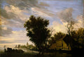 Salomon van Ruysdael salomon van ruysdael river scene with ferry boat Art A4 Photo Print