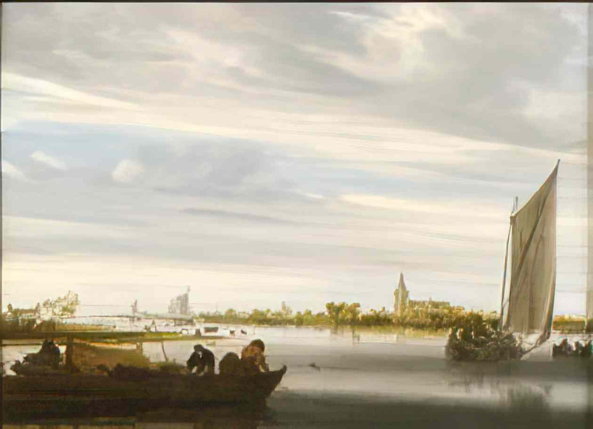 Salomon van Ruysdael salomon van ruysdael riviergezicht met boten cat Art A4 Photo Print