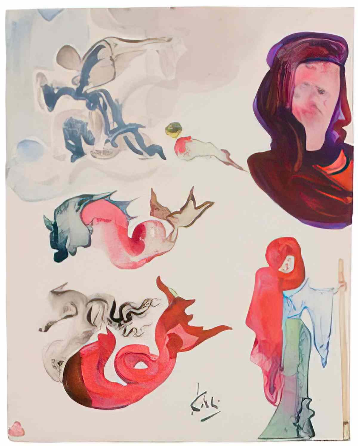 Salvador Dali salvador dali anges et diverses figures Art A4 Photo Print