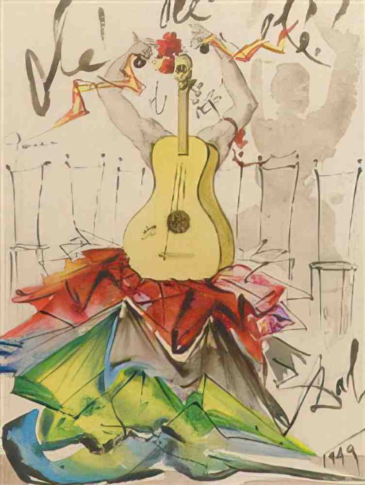 Salvador Dali salvador dali composition a la guitare Art A4 Photo Print