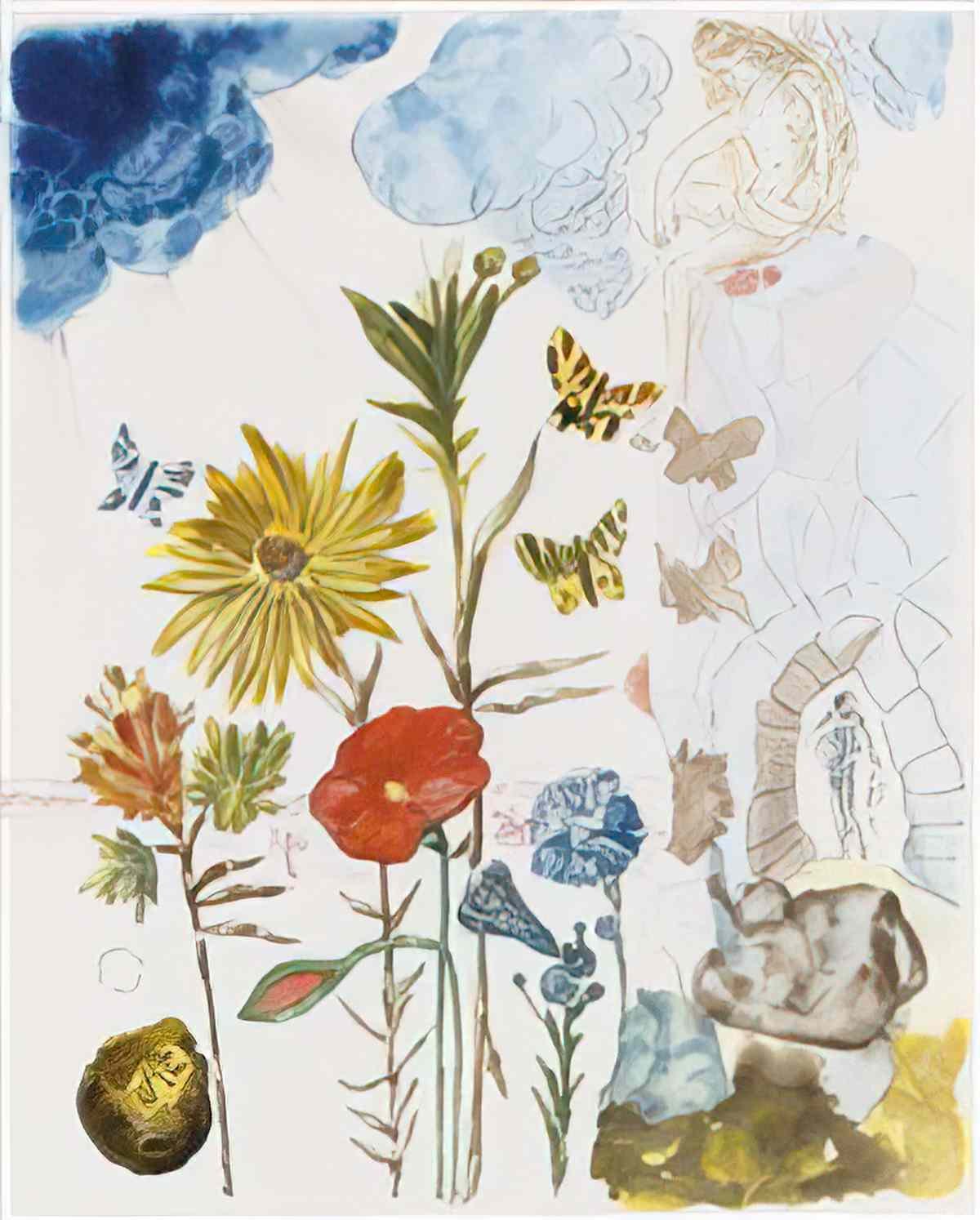 Salvador Dali salvador dali fleurs et papillons1 Art A4 Photo Print