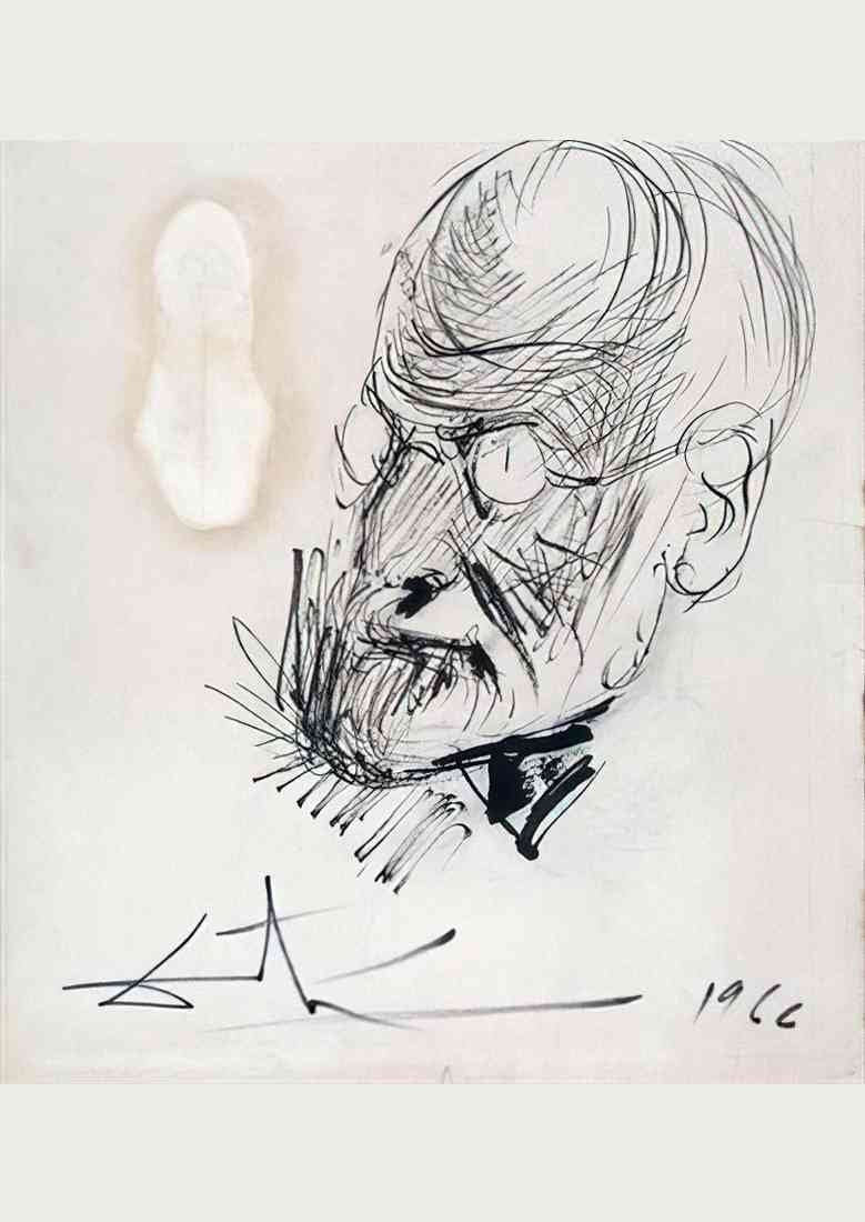 Salvador Dali salvador dali portrait de sigmund freud A4 Photo Print