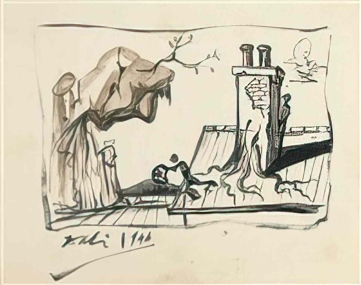 Salvador Dali salvador dali rooftop design for spellbound Art A4 Photo Print