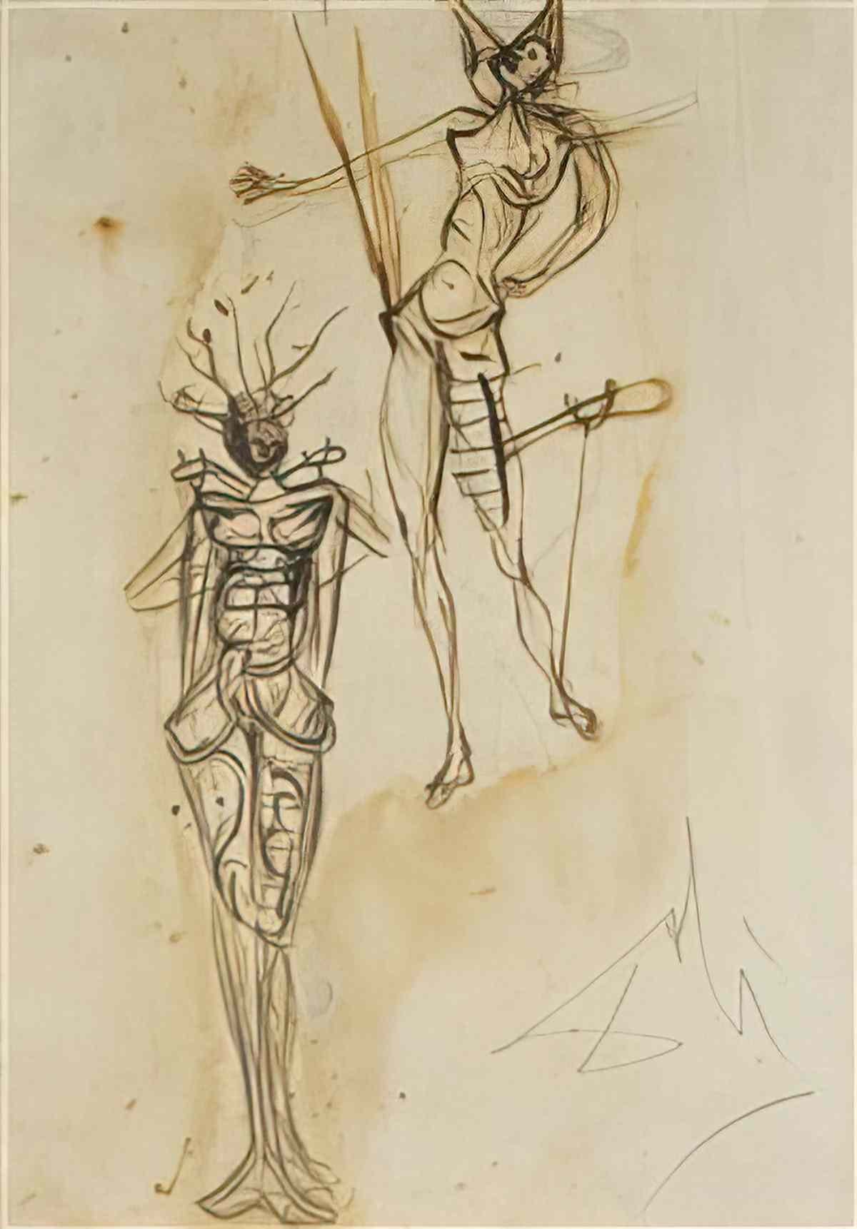 Salvador Dali salvador dali untitled figure study Art A4 Photo Print