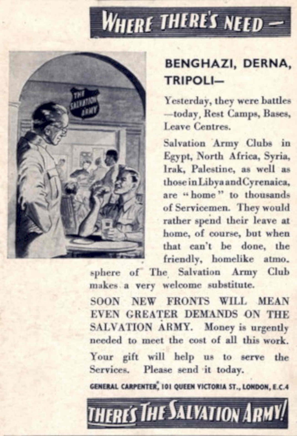 Salvation Army Benghazi 1940s Vintage Retro Advert Poster