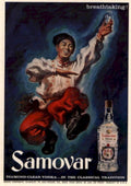 Samovar Vodka Tradition 1950s Vintage Retro Advert Poster