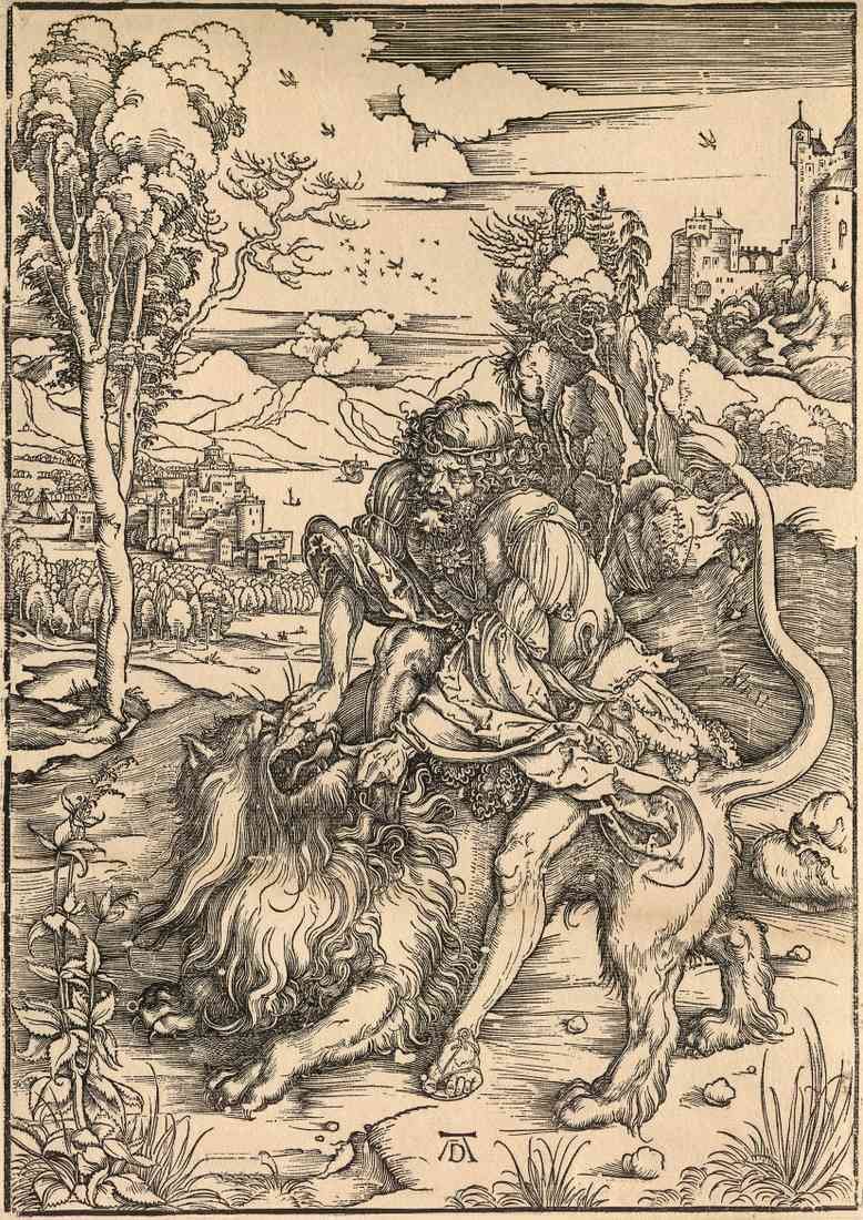 Sampson Fighting The Lion 1497 A4 Photo Print