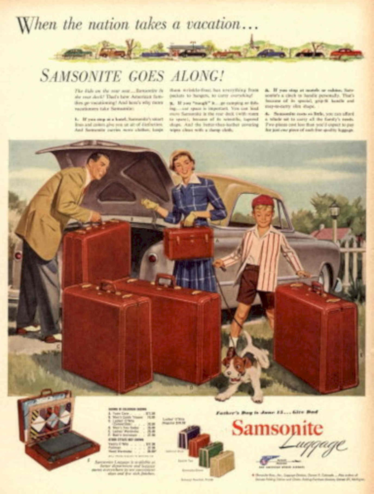 Samsonite Family Vacation 1950s Vintage Retro Advert Poster