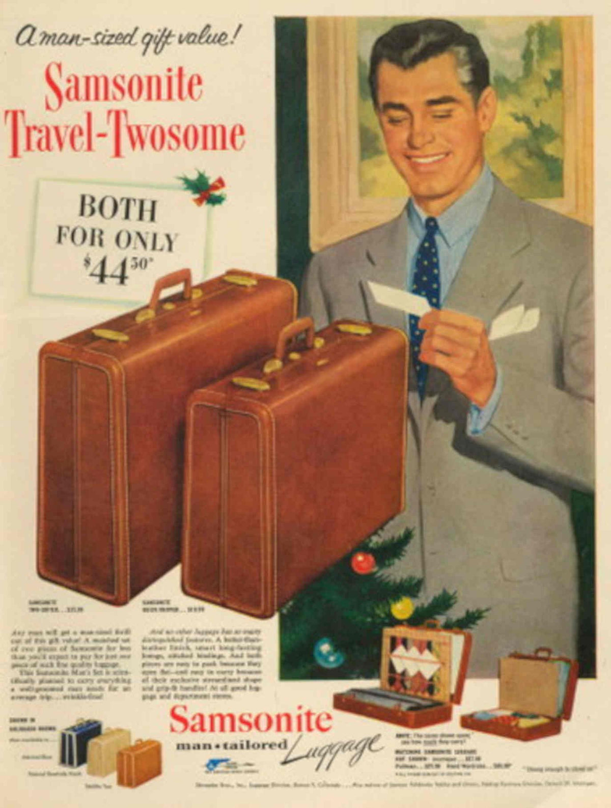 Samsonite Travel Twosome 1950s Vintage Retro Advert Poster