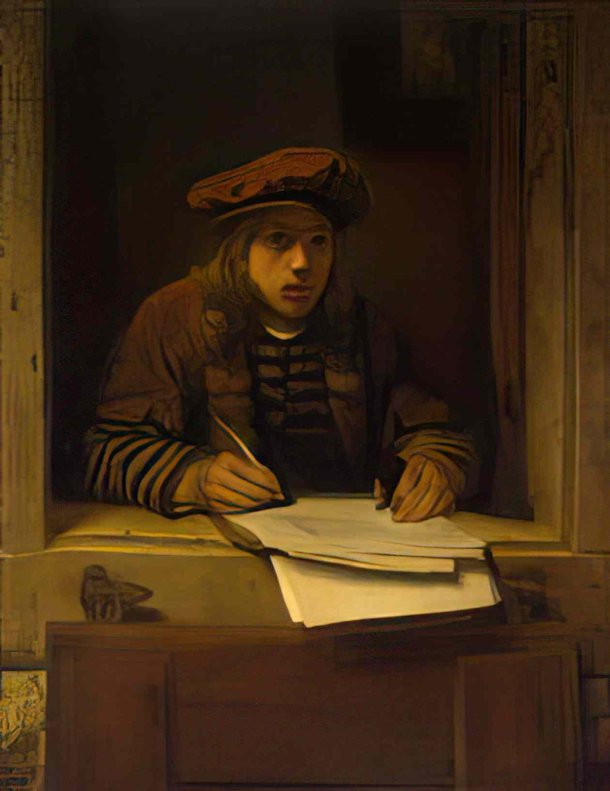 Samuel Dirksz van Hoogstraten self portrait 1647 Art A4 Photo Print