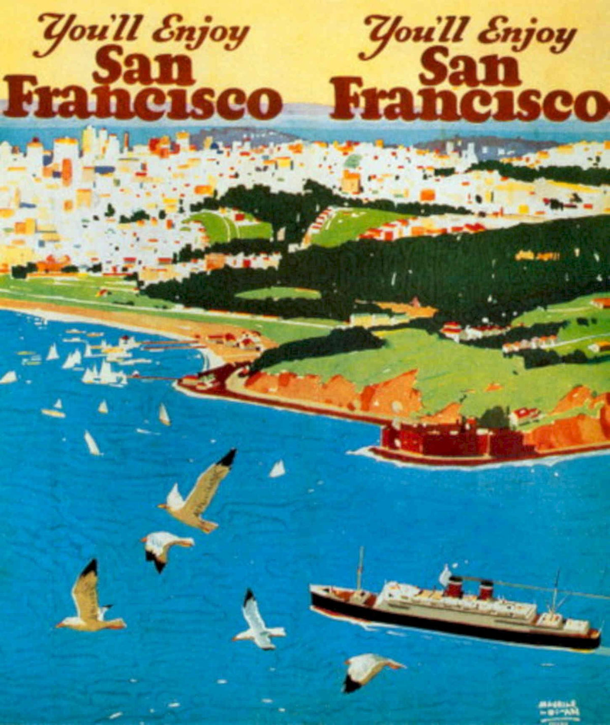 San Francisco Bay 1950s Vintage Retro Advert Poster
