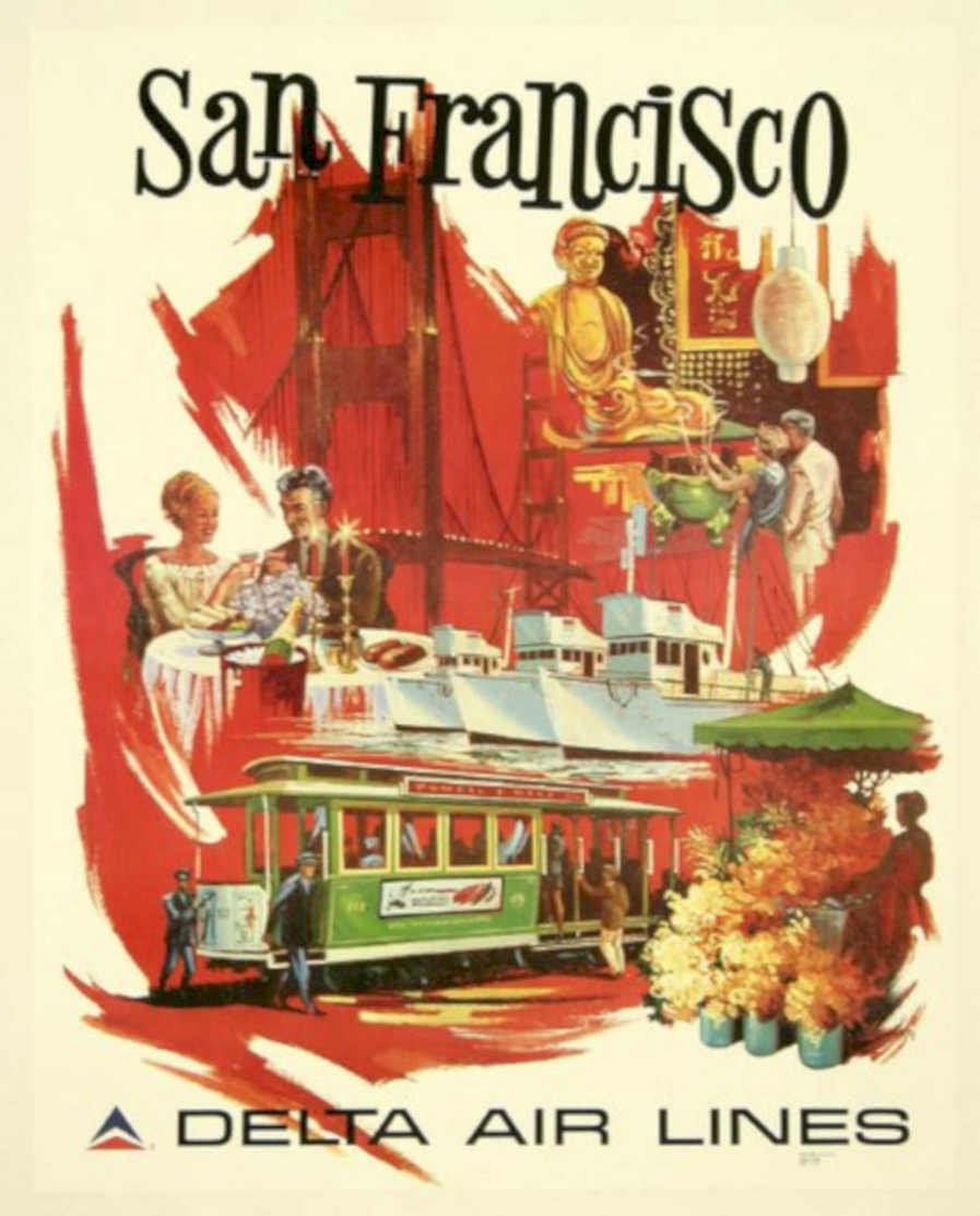 San Francisco Delta Vintage Retro Advert Poster A4 Photo Print