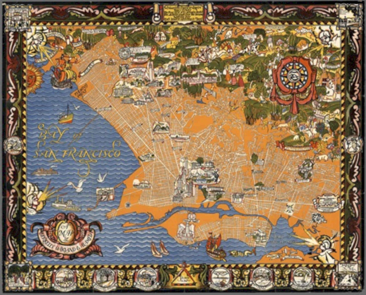 San Francisco Map 2 Vintage Retro Advert Poster