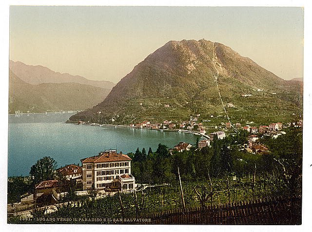 San Salvatore and Paradiso Tessin Vintage A4 Photo Print