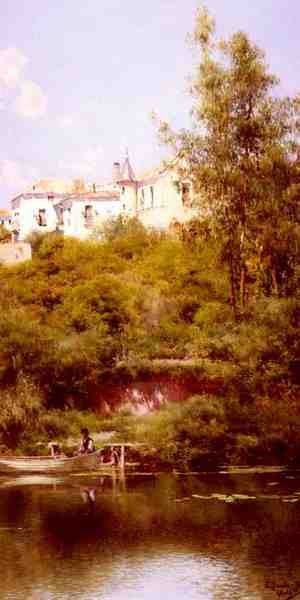Sanchez Perrier Emilio Boating At The Edge Of The Town A4 Photo Print
