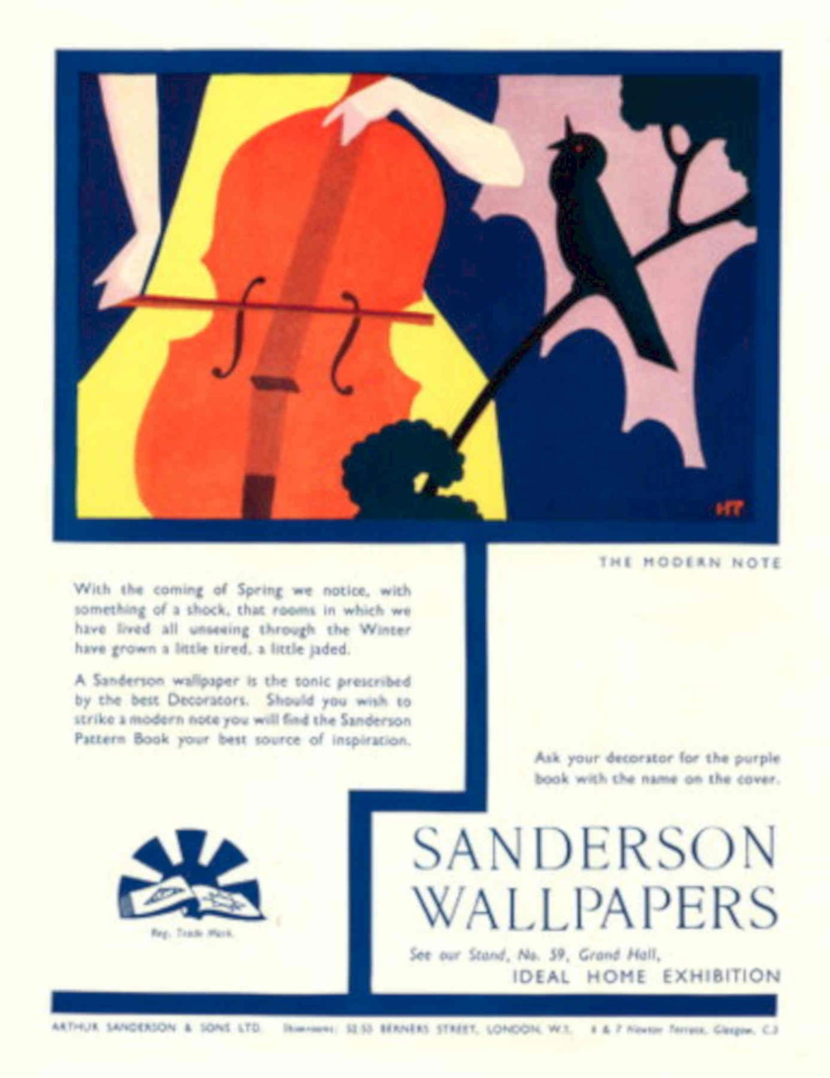 Sanderson Wallpaper Notes 1930s Vintage Retro Advert Poster