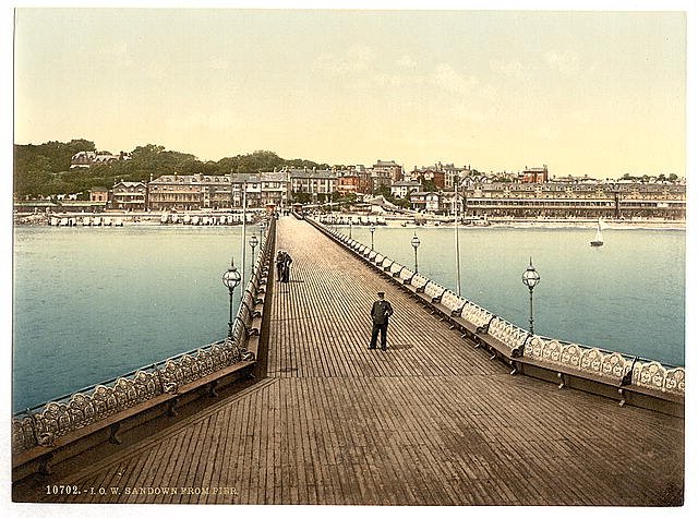 Sandown from pier Isle of Wight Vintage A4 Photo Print