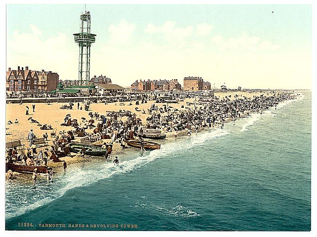 Sands and revolving tower Yarmouth Vintage A4 Photo Print
