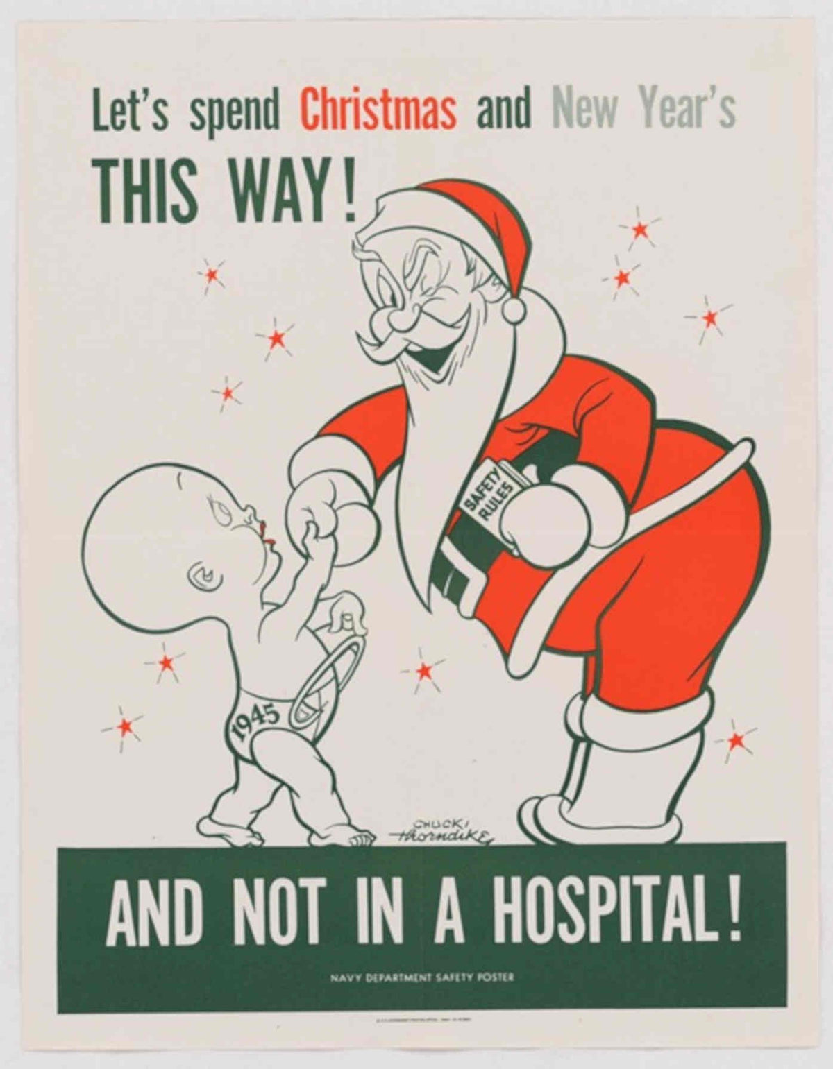Santa Christmas 1945 American World War II Advert Poster