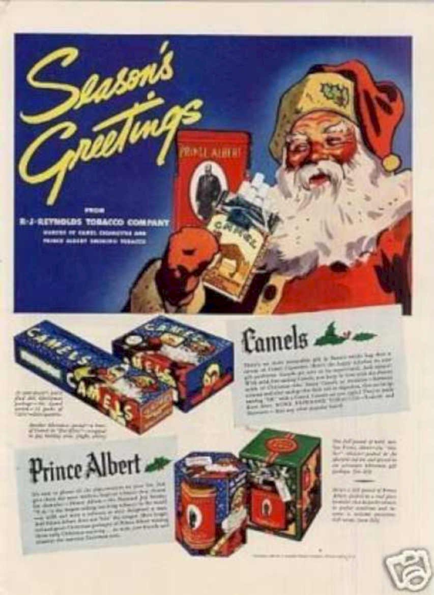 Santa Cigarettes Greetings Vintage Retro Advert Ads A4 Photo Print