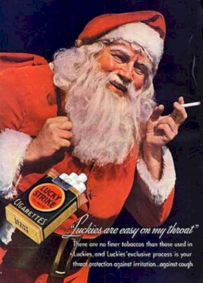 Santa Lucky Strike Vintage Retro Advert Ads A4 Photo Print