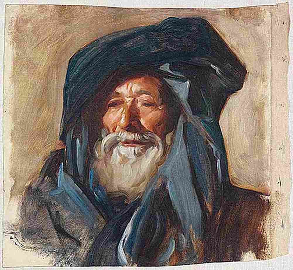 Sar Old Man with Dark Turban Art A4 Photo Print