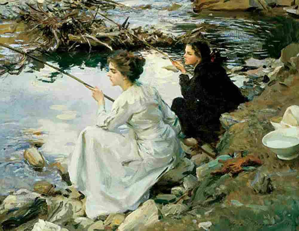 Sar Two Girls Fishing Art A4 Photo Print