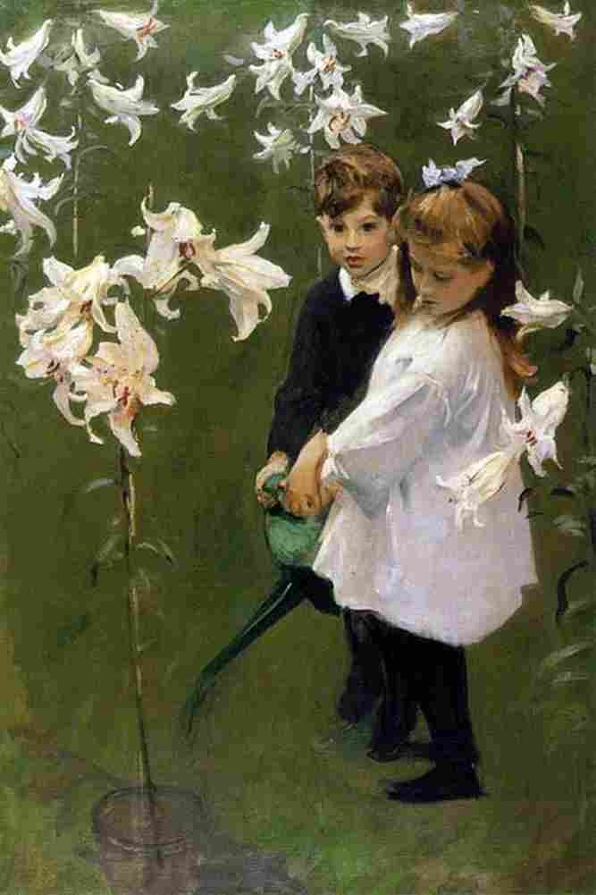 Sar Vickers Children in Garden Art A4 Photo Print