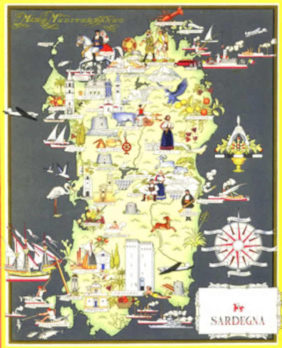 Sardinia Map Print Vintage Retro Advert Poster A4 Photo Print