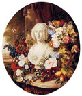 Sartorius Virginie De A Still Life With Assorted Flowers Fruit And A Marble Bust Of A Woman A4 Photo Print