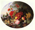 Sartorius Virginie de STILL LIFE WITH FRUIT AND FLOWERS ON A ROCKY LEDGE A4 Photo Print