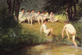 Sauer Joseph Eduard AT THE SWIMMING HOLE Art A4 Photo Print