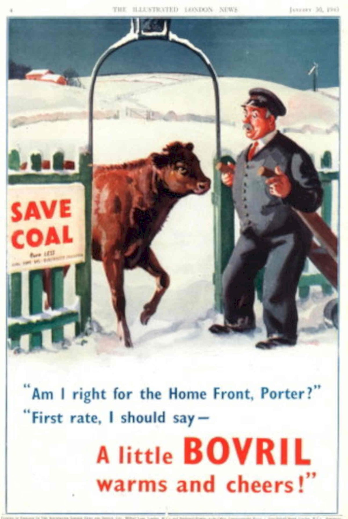 Save Coal Cow 1940s Vintage Retro Advert Poster