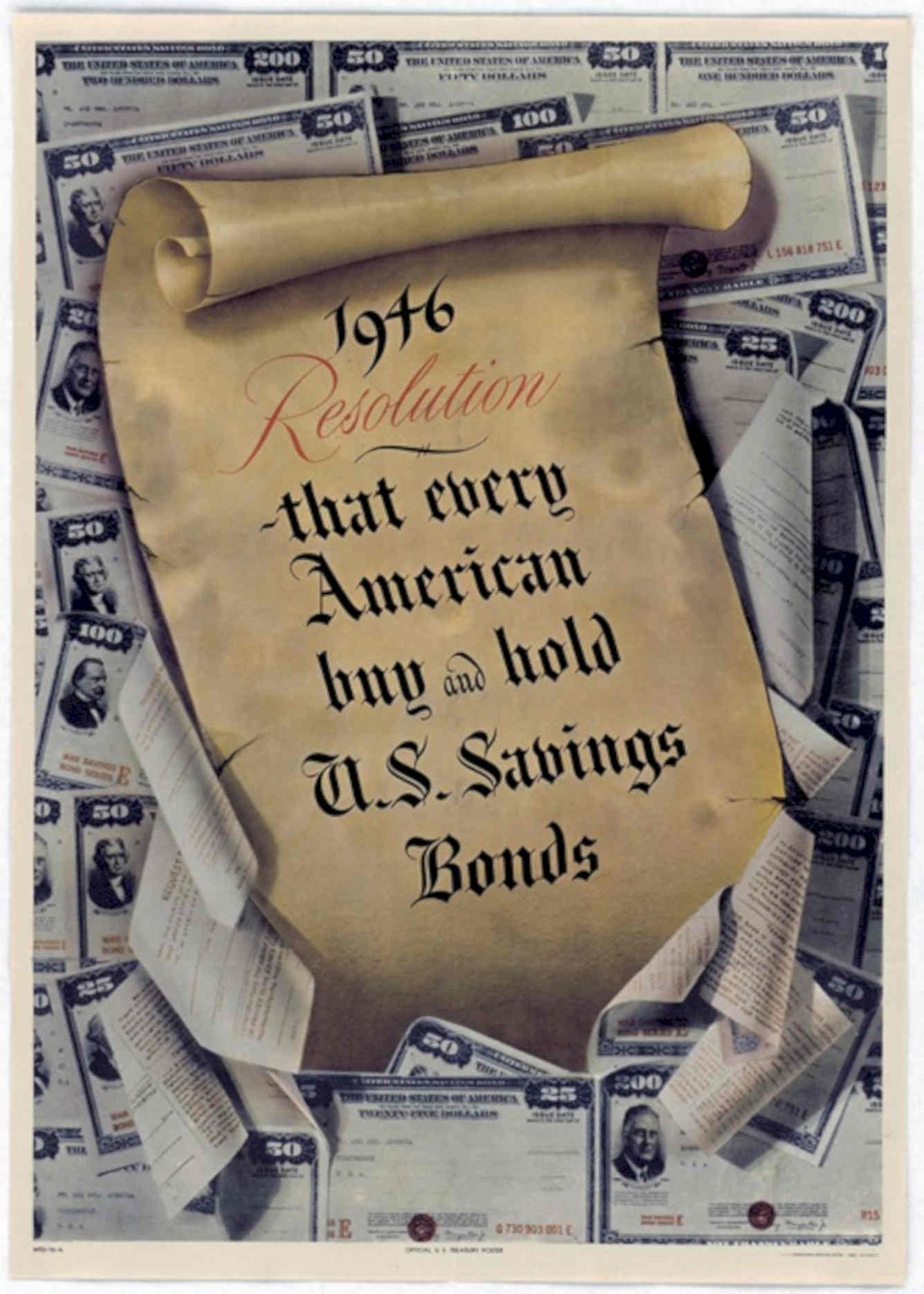 Savings Bonds Scroll American World War II Advert Poster