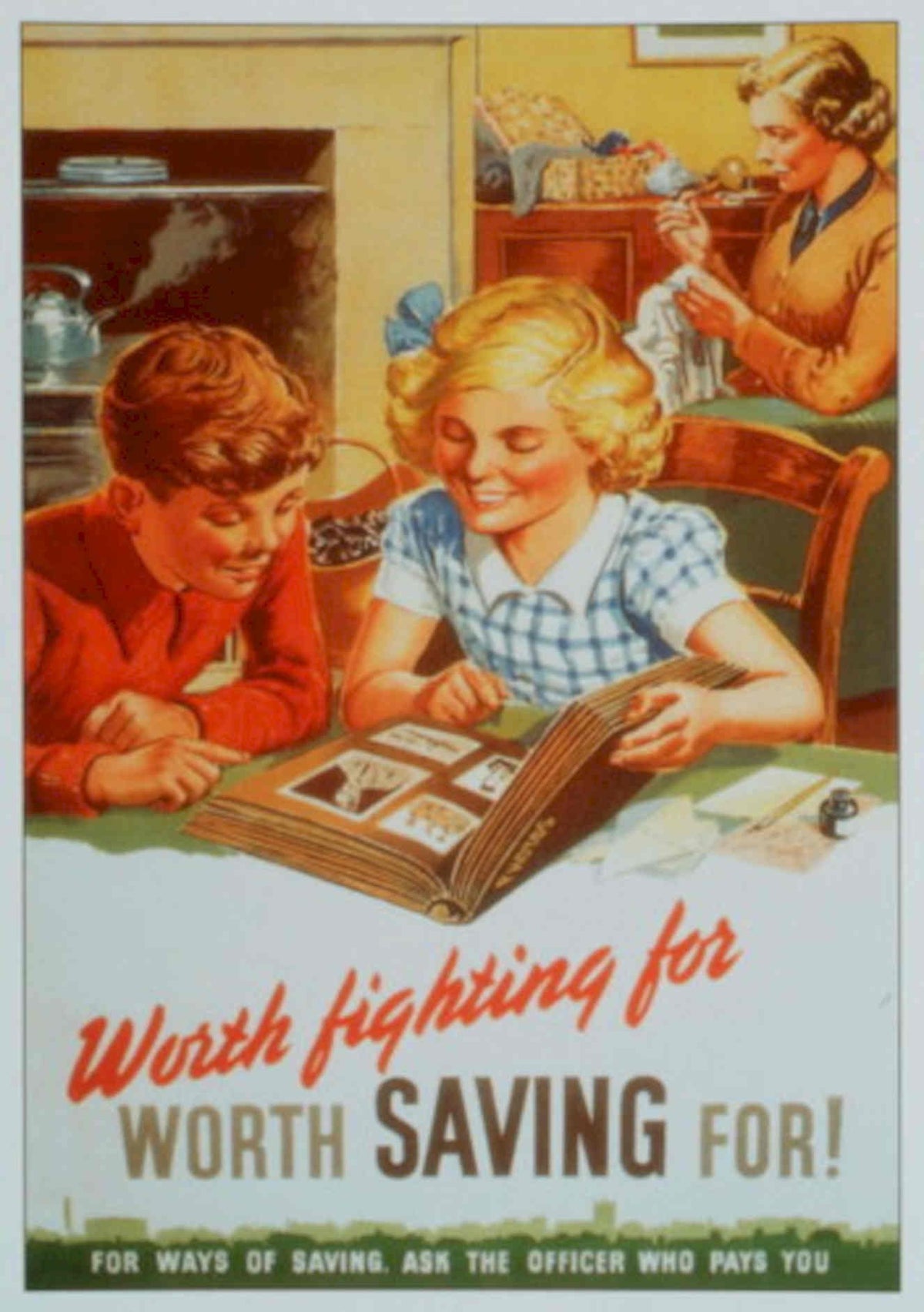 Savings Book Boys 1940s Vintage Retro Advert Poster