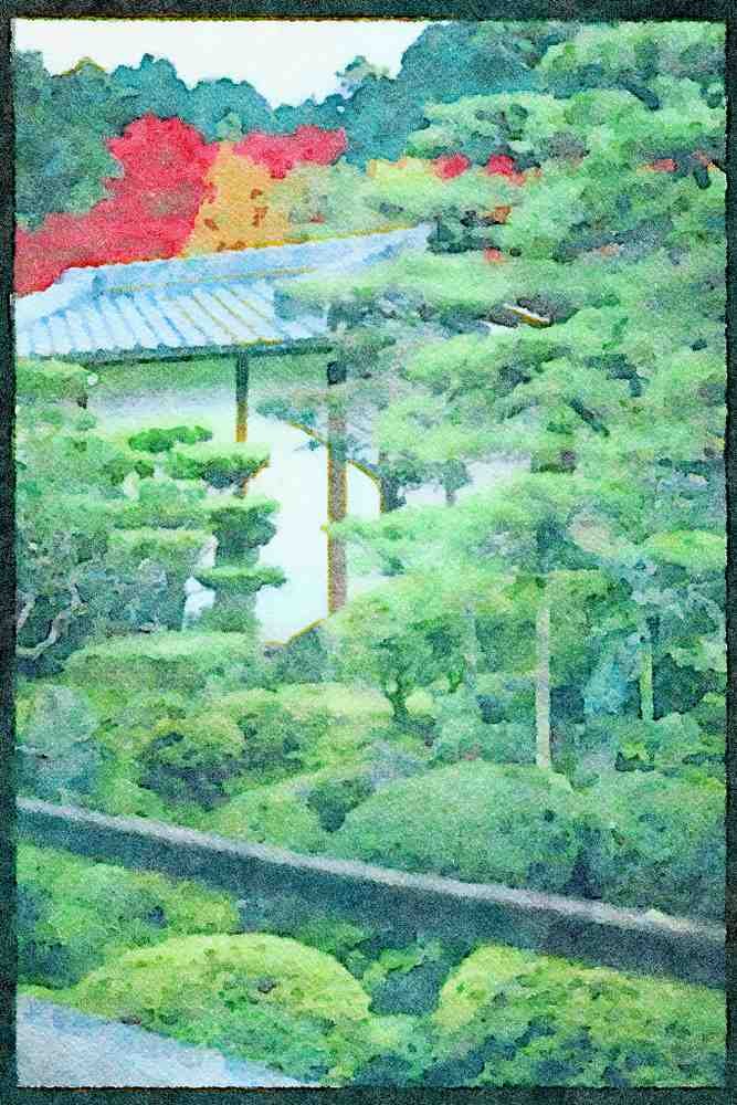 Scenic Japan 249001 Private Garden, Nara Prefecture A4 Limited Edition Watercolour Print
