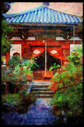 Scenic Japan 249014 Temple Entrance, Nara Prefecture A4 Limited Edition Watercolour Print