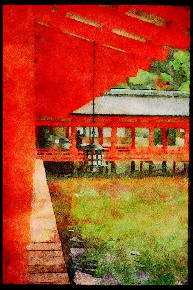 Scenic Japan 249018 Inside Itsukushima Jinja Shrine On Miyajima Island A4 Limited Edition Watercolour Print