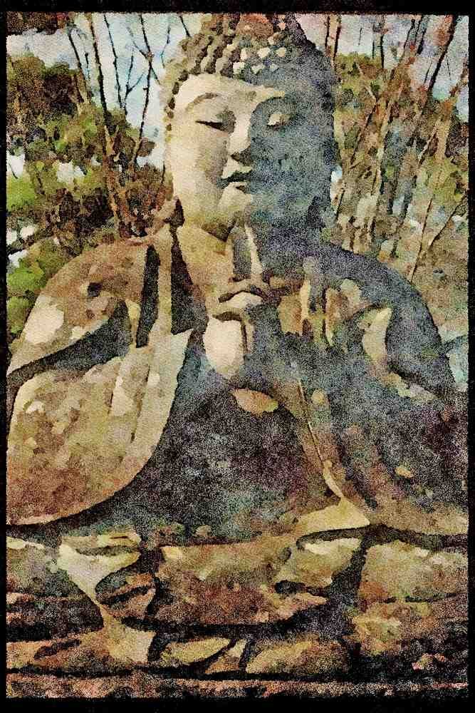 Scenic Japan 249022 Stone Buddha, Kyoto A4 Limited Edition Watercolour Print