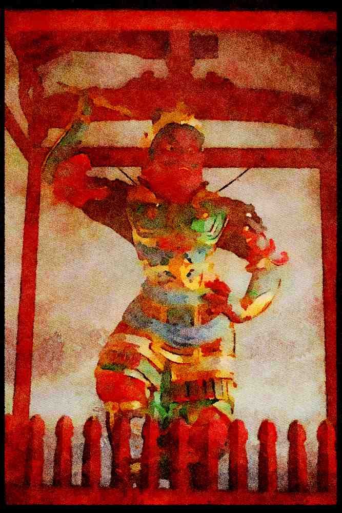 Scenic Japan 249026 Buddha's Guardian, Nara Prefecture A4 Limited Edition Watercolour Print