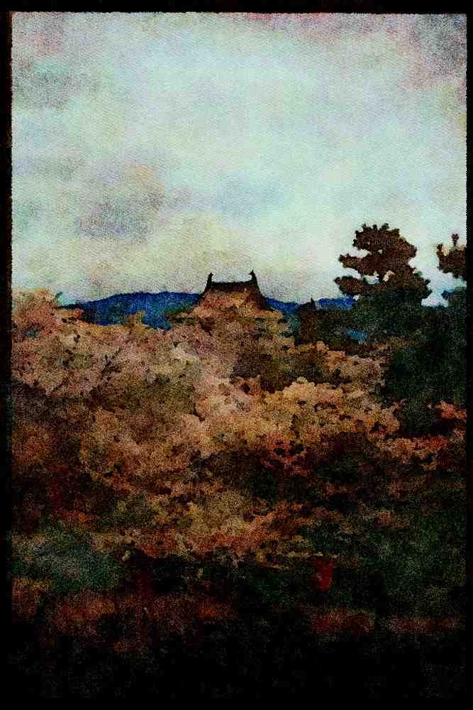 Scenic Japan 249043 View From The Castle Grounds, Koriyama Castle A4 Limited Edition Watercolour Print