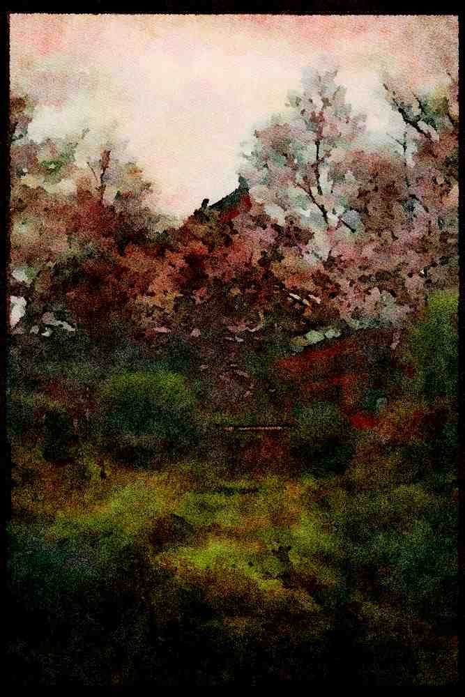 Scenic Japan 249044 Garden Path, Koriyama Castle A4 Limited Edition Watercolour Print