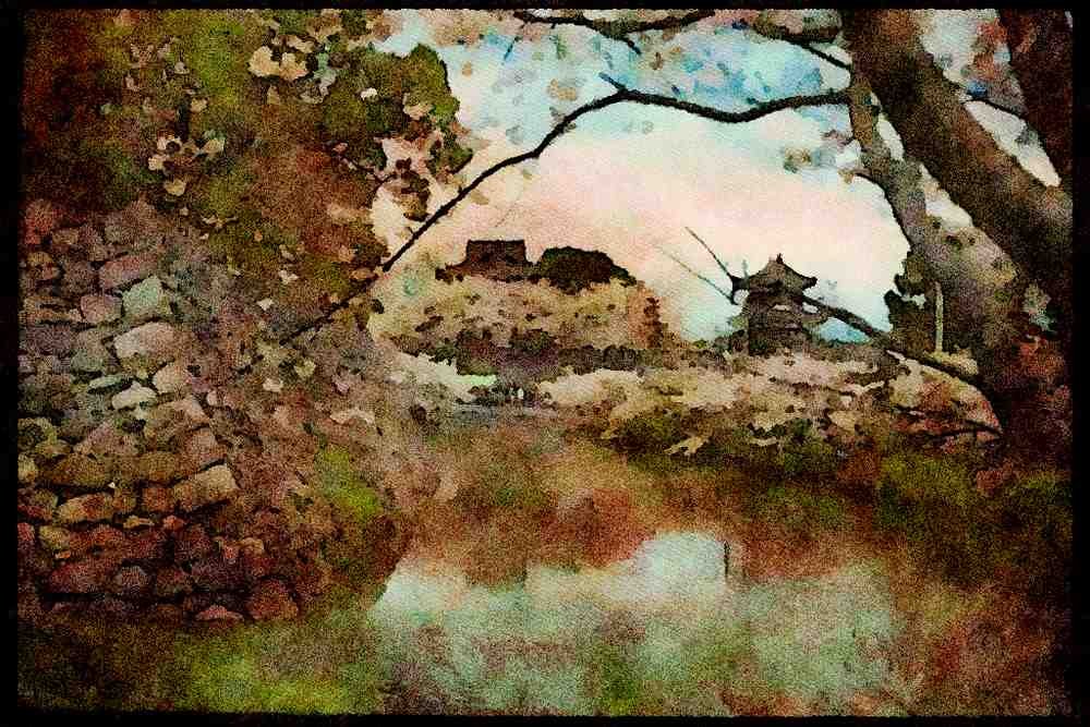 Scenic Japan 249047 Arrival Of Spring, Koriyama Castle A4 Limited Edition Watercolour Print
