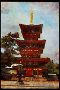 Scenic Japan 249073 Kofukuji Pagoda, Nara A4 Limited Edition Watercolour Print