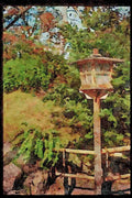 Scenic Japan 249089 Wooden Lamp Post, Arashiyama A4 Limited Edition Watercolour Print